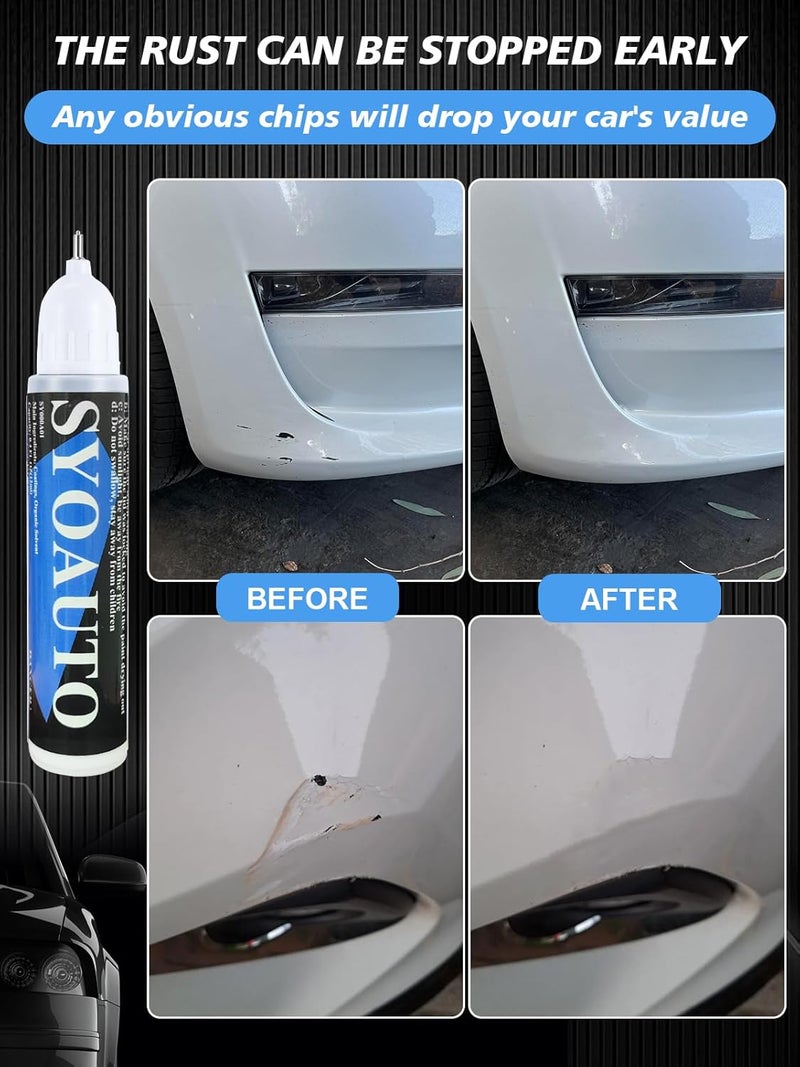 SYOAUTO طلاء تصحيح بلاتيني أبيض NH883P مناسب لسيارات هوندا قلم إصلاح خدوش و فرشاة ورأس 2 في 1 بلاتيني أبيض - Image 5